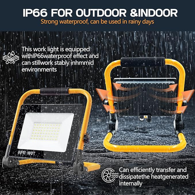 Work Lights with Stand, 1 Head LED Work Light, with Adjustable and Foldable - Image 7