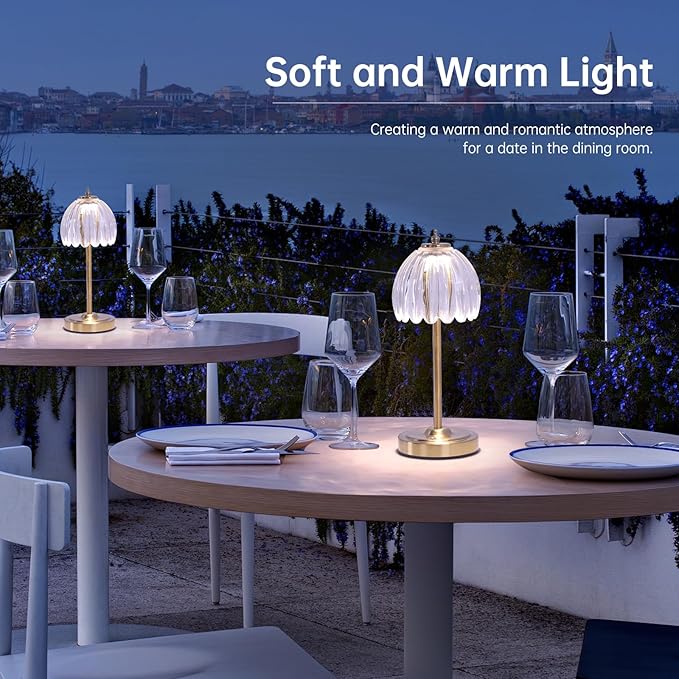 Tulip Table Lamp with 5000mAh Battery & Touch Control, Cordless Small Table - Image 5