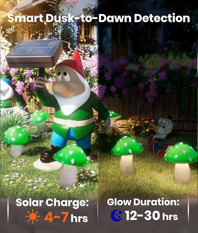 Upgraded Solar Mushroom Lights Outdoor, 9 Pack Garden Stake Light - Image 5