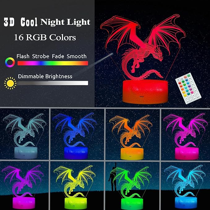 Dragon Night Light, Dragon Gifts, 3D Illusion Lamp - Image 2