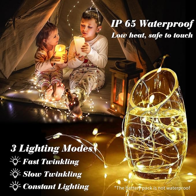 ZGWJ 50 Pack Fairy Lights Battery Operated, 7ft 20 Mini LED Fairy String Lights - Image 3