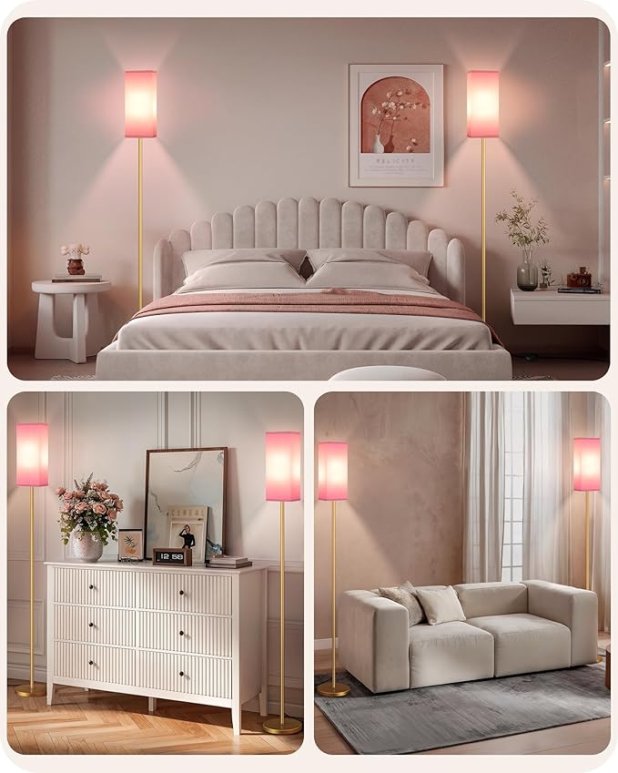 2Pack Floor Lamp, Pole with Foot Switch, Modern Standing Lamp Lampshade - Image 6