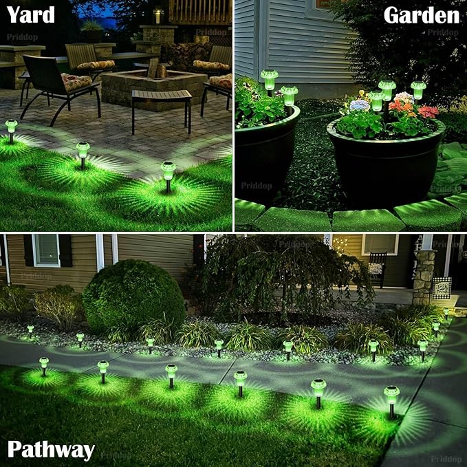 St Patricks Day Solar Lights Outdoor 8 Pack Green LED Waterproof Mushroom - Image 4