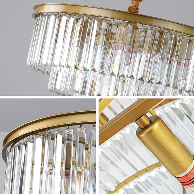 Gold Modern Crystal Chandelier, 4-Tier Round Flush Mount Ceiling Light Fixtures - Image 4
