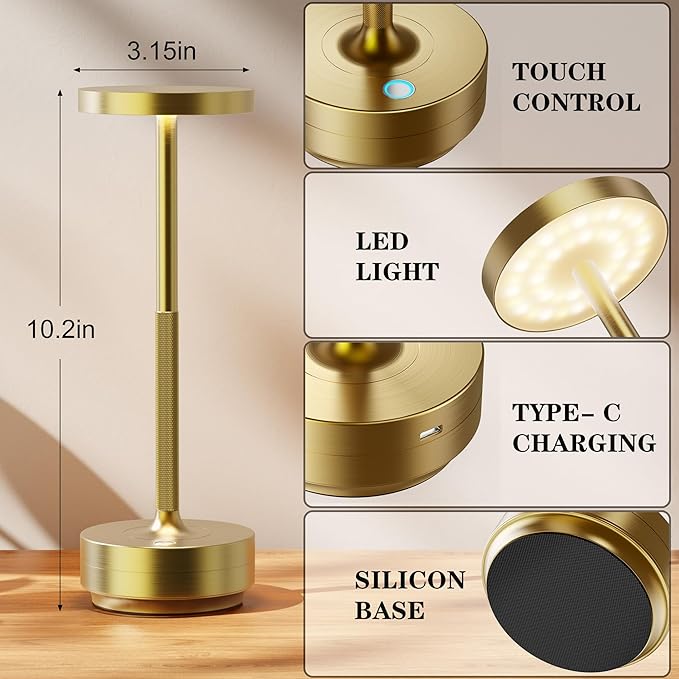 SAKRINGT 2 Pack Rechargeable Cordless Table Lamp - Image 6