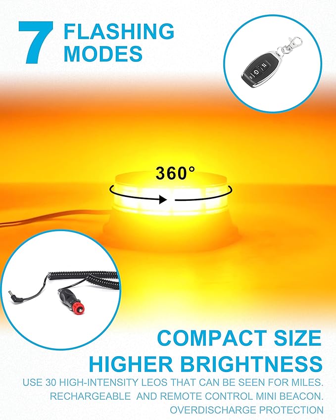 Agrieyes Amber Beacon Light 4.2Inch, Flashing Safety Warning Lights - Image 2