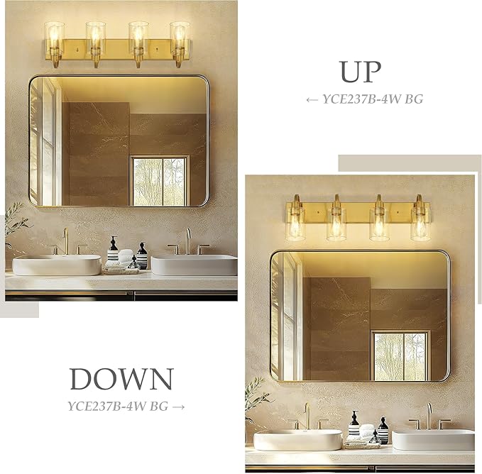 Emliviar 30 Inch Gold Vanity Light, 4-Light Bathroom Light Fixtures - Image 3