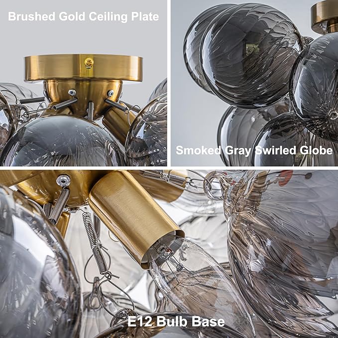 GoYeel Bubble Ceiling Light Fixture 18.5"-Glass Light Fixtures Ceiling Mount - Image 6