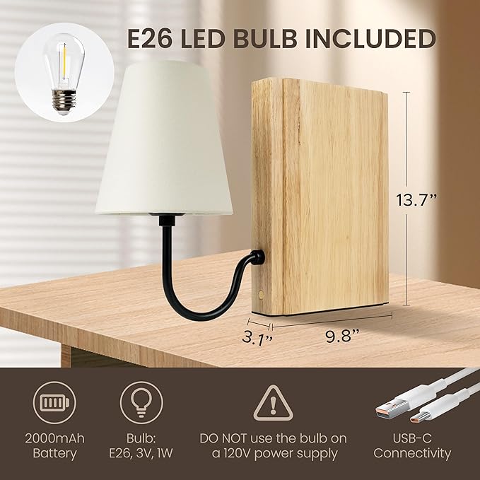 AELS Wooden Bookshelf Lamp - Image 2