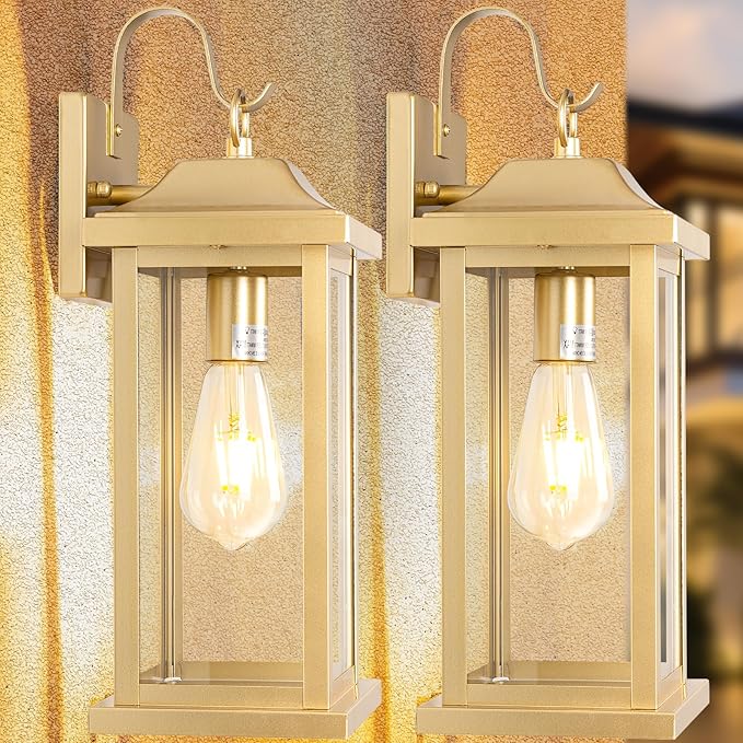 17 Inch Large Gold Outdoor Sconces Wall Lighting 2-Pack, Exterior Light - Image 8