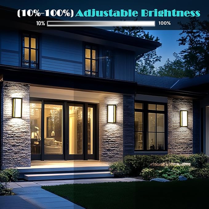 Dimmable Modern Outdoor Wall Light Fixtures, 1400LM Waterproof Porch Lights - Image 3