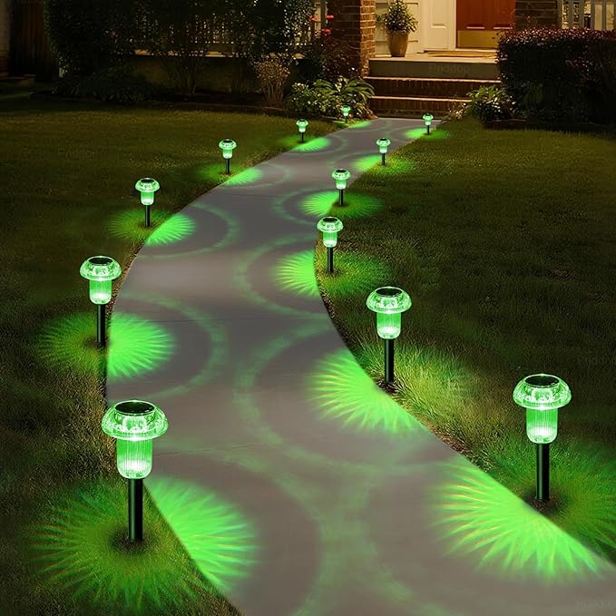 St Patricks Day Solar Lights Outdoor 8 Pack Green LED Waterproof Mushroom - Image 9