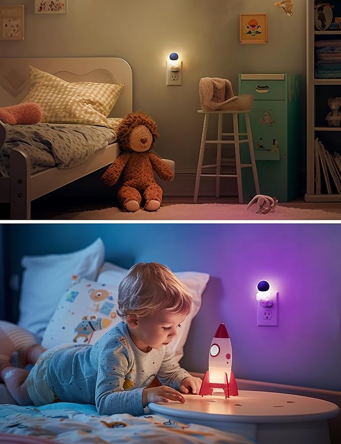 L LOHAS LED Night Light for Kids, 3D Space Night Light Plug in, Dusk to Dawn - Image 5