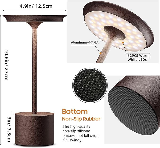 2Pack Cordless Table Lamp, Portable Rechargeable 6000mAh Outdoor Table Lamp - Image 2