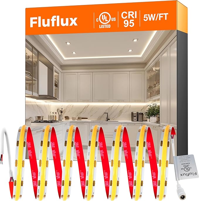 COB LED Strip Lights 3500K, 24V Diffused Tape Light by FlufluxDirect