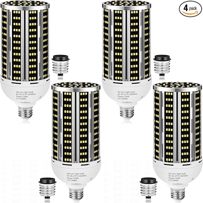 4 pack 120W LED Corn Light Bulb, Commercial Grade DayLight 5000K E26/E39 by YANYCN
