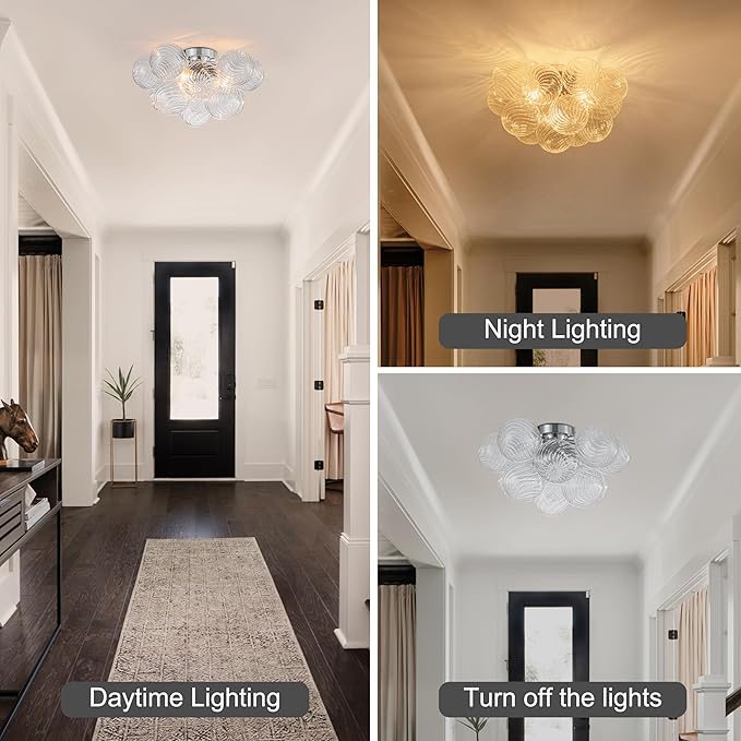 GoYeel Modern Chandelier Close to Ceiling Light Fixture 3 Light Contemporary - Image 7