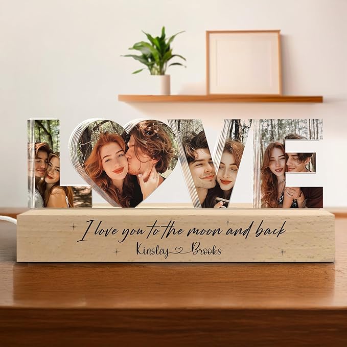 Personalized Couple Photo Collage Night Light – Custom Name, Photo & Quote - Image 4