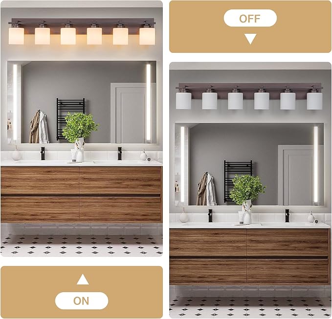 6 Light Modern Bathroom Light Fixtures Over Mirror, Bronze Finish Vanity Lights - Image 7