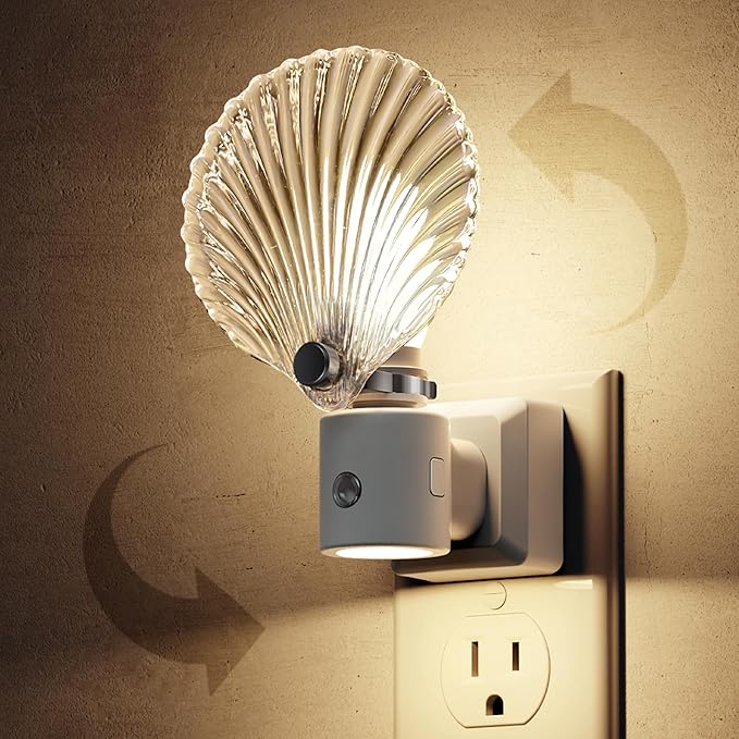 L LOHAS LED Night Light, Night Lights Plug into Wall, Shell Style Glass by LLOHASLED