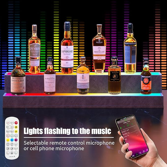 LED Lighted Liquor Bottle Display Shelf, 38 Inch Bar Display Shelf, DIY - Image 3