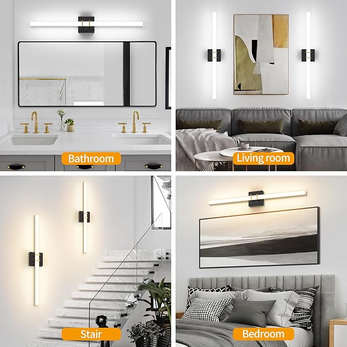 Modern Black and Brass Vanity Light Bar 32 Inch, 24W 5CCT Dimmable Bathroom - Image 6