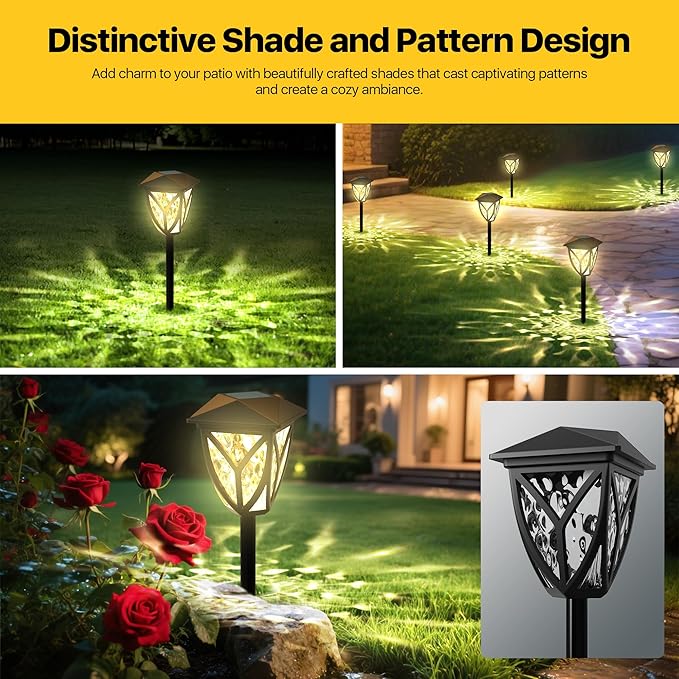 Ensenior 6-Pack Solar Lights Outdoor, 16.77" 3000K LED Solar Garden Lights - Image 6