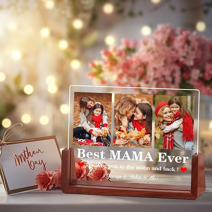 Mothers Day Birthday Gifts for Mom from Daughter Son, Customized Acrylic Plaque - Image 3