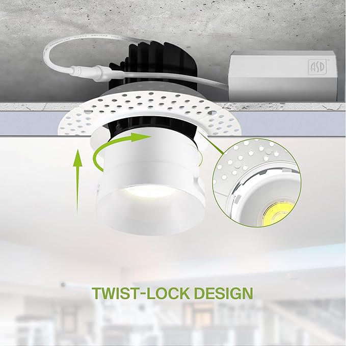 ASD Trimless 3 Inch LED Recessed Light, 15W 120V Triac Round Commercial - Image 4