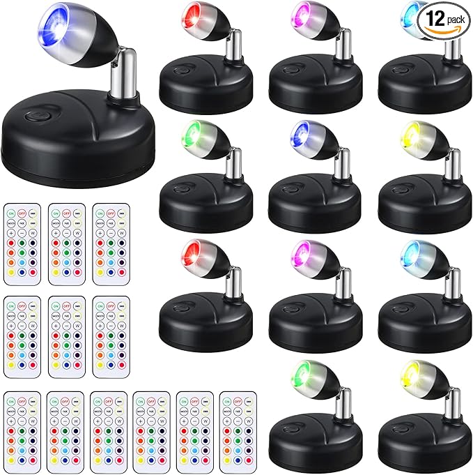 Tuanse 12 Pcs Battery Operated Spotlights Indoor LED Spot Display Lights by Tuanse