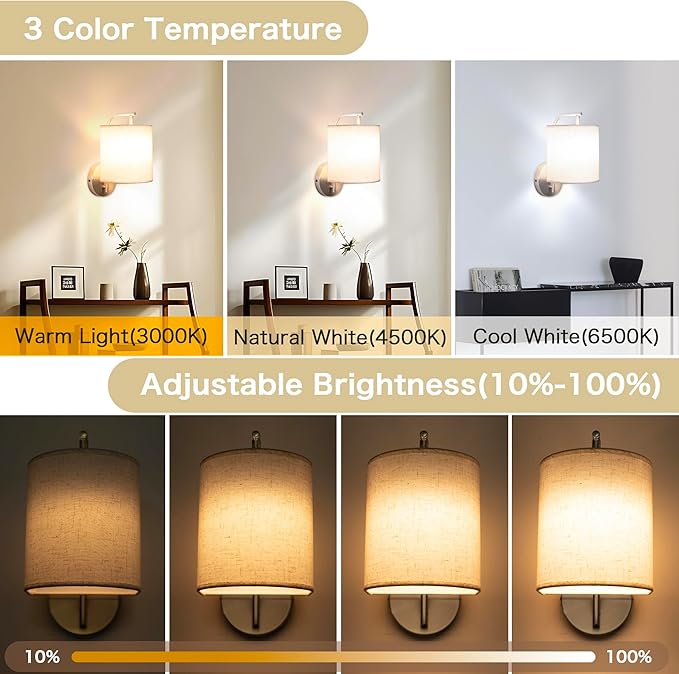 Rechargeable Battery Operated Wall Sconces Set of 2 Wireless Wall Lights - Image 4