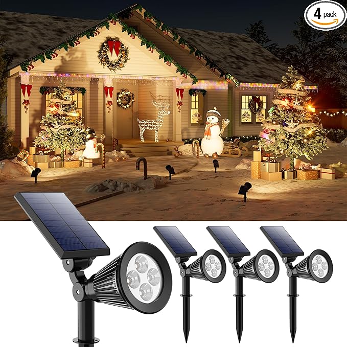 4 Pack Solar Powered Spotlights Waterproof Outdoor by FALOVE
