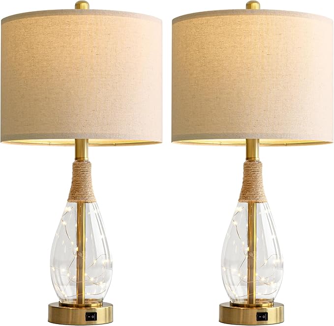 OYEARS 23" Table Lamps for Living Room Set of 2 Bedside Lamps for Night Stands - Image 9