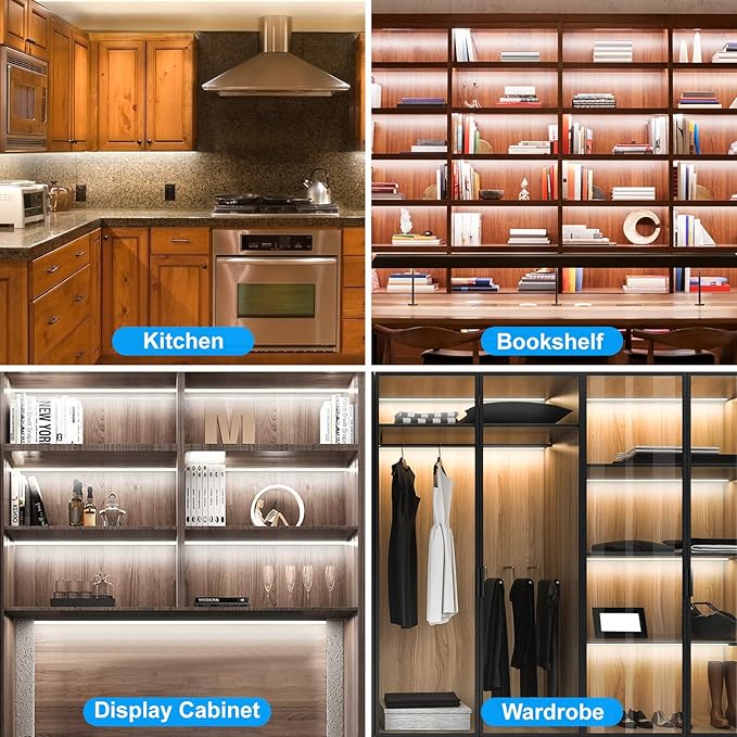 JUSJUBR LED Lights for Shelves, Display Case, Wardrobe and Closet, Under - Image 6