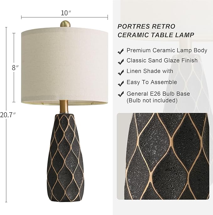 20.75" Small Table Lamps for Living Room Bedroom Lamps Set of 2 Ceramic Modern - Image 2