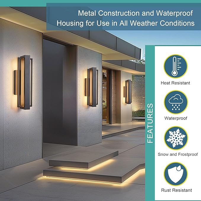2 Pack Dimmable LED Wall Light, CRI 90+, IP65 Waterproof, 10%-100% Dimmable - Image 4