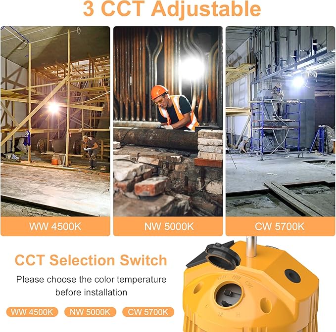LED Temporary Work Light, 36W/48W/60W Adjustable, 4500K/5000K/5700K CCT - Image 4