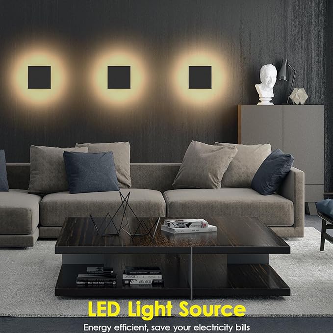 2 Packs LED Wall Light Outdoor Indoor Modern Wall Sconce Mini Wall Sconce Black - Image 7