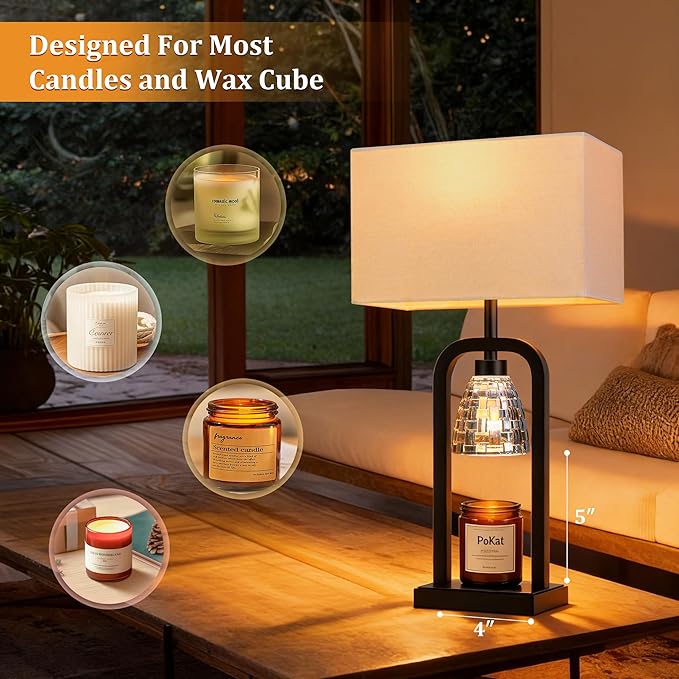 PoKat Table Lamps with Candle Warmer & Timer - Image 4
