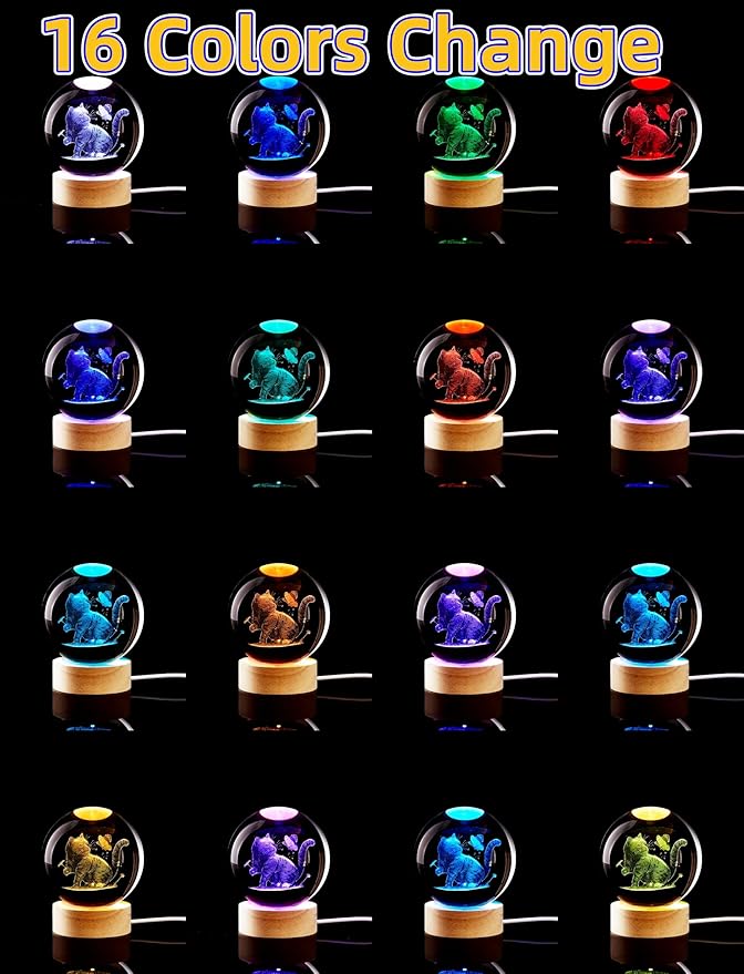 Large Cat Crystal Ball Night Light - Image 2