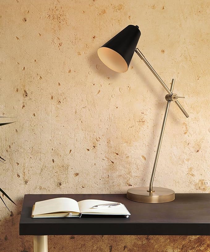 HarvestLand HaloBar Brass Desk Lamp Home Office – Black Industrial Table Lamp - Image 7