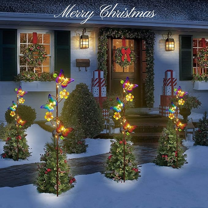 Solar Garden Lights Butterfly Garden Decor Outdoor Waterproof Metal Butterfly - Image 7