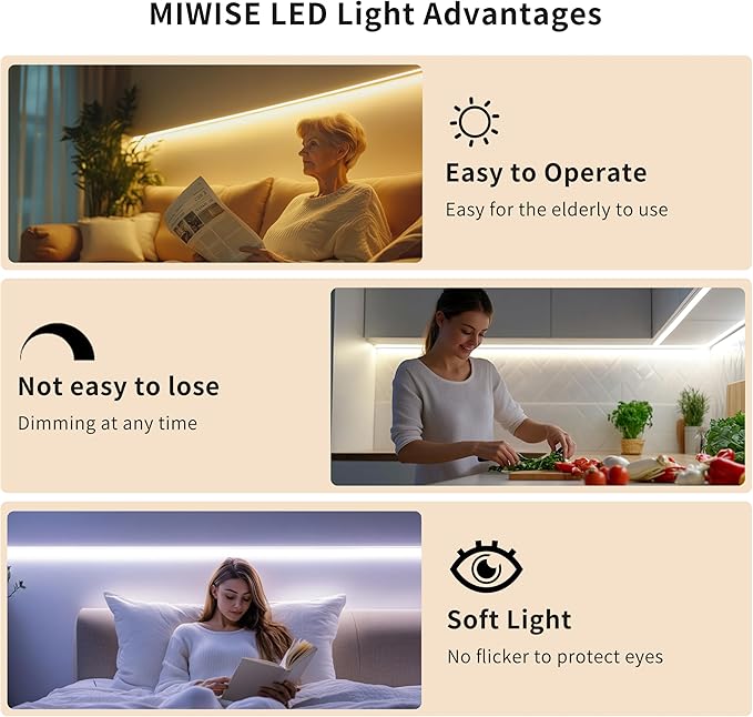 MIWISE COB LED Strip Light 32.8ft/10m, CRI 90+ Natural White 4000K High Lumen - Image 4