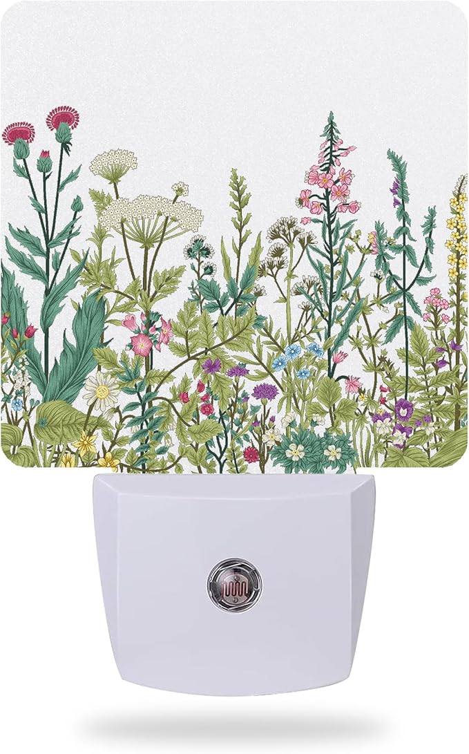 Night Light, Herbs and Wild Flowers Night Lights Plug into Wall by AOWULA