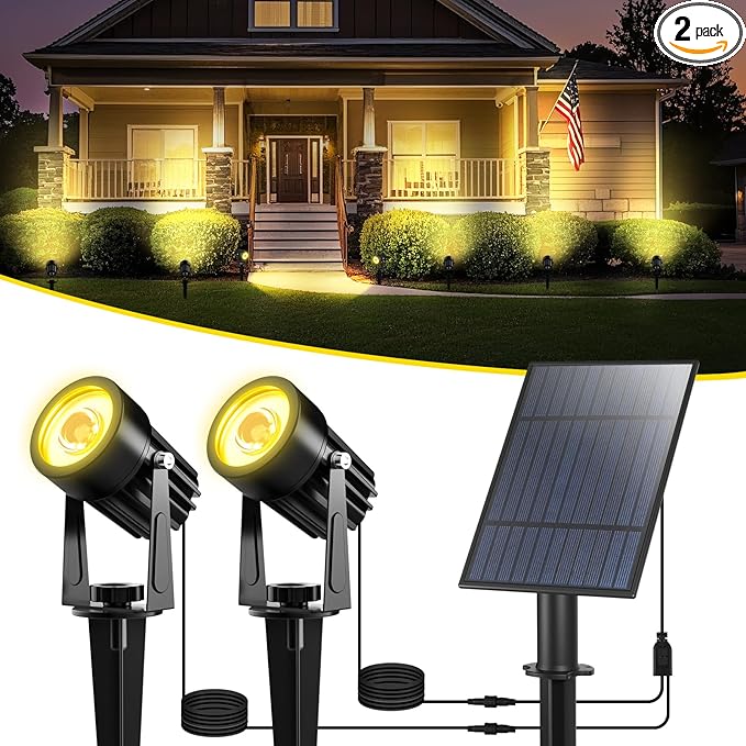 T-SUN Solar Spotlights 2W Outdoor LED Landscape Spot Light, 2-in-1 Waterproof by T-SUN