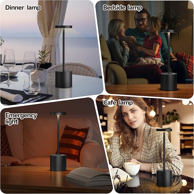 2Pack Cordless Table Lamp, Rechargeable LED Battery 5000mAh Metal USB Portable - Image 7