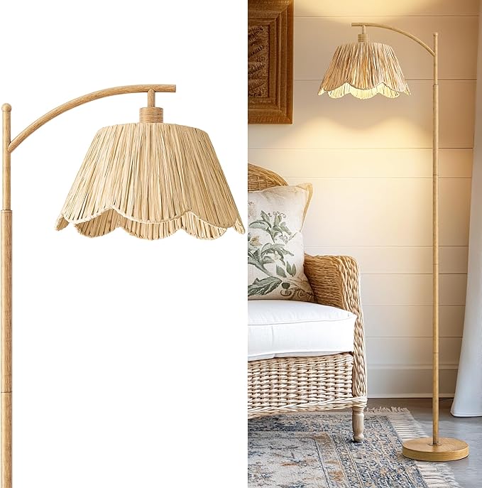 Oneach Boho Floor Lamp for Living Room, Farmhouse Standing Lamp by Oneach