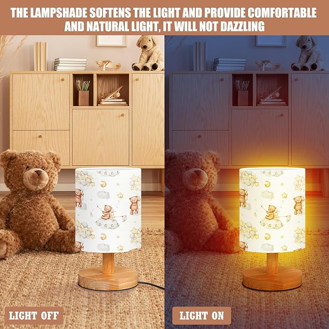 VIHOSE Bear Kids Table Lamp for Bedroom Kids Bedside Lamp - Image 4