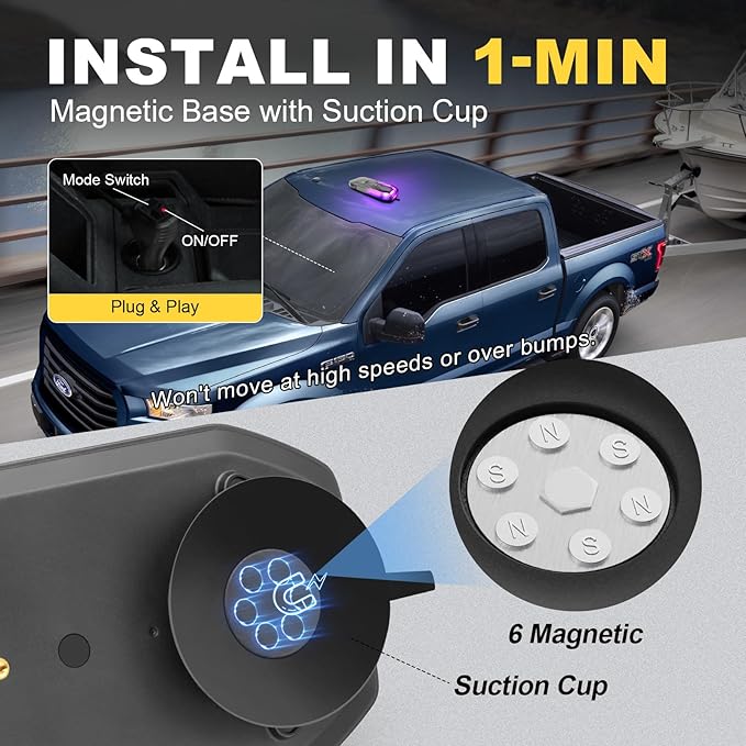 Agrieyes Magnetic Strobe Light for Trucks, 68 LED Amber Emergency Light Bar for - Image 2