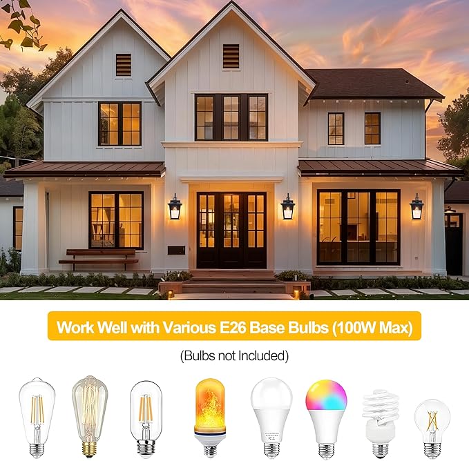 Kalium Outdoor Wall Lantern 2 Pack, Waterproof Exterior Wall Mount Light - Image 7